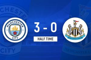 半场-曼城暂3-0纽卡斯尔联 马尔穆什双响赖因德斯破门戈登伤退