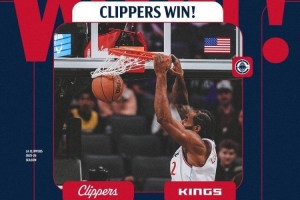 31+9+7带队赢球！快船发布赢球海报：伦纳德双手扣篮上封面