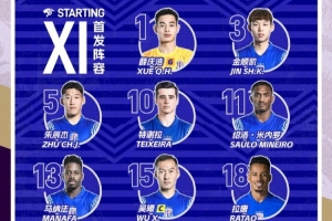 2025/26 亚冠精英联赛第7轮 上海申花vs町田泽维亚 首发名单